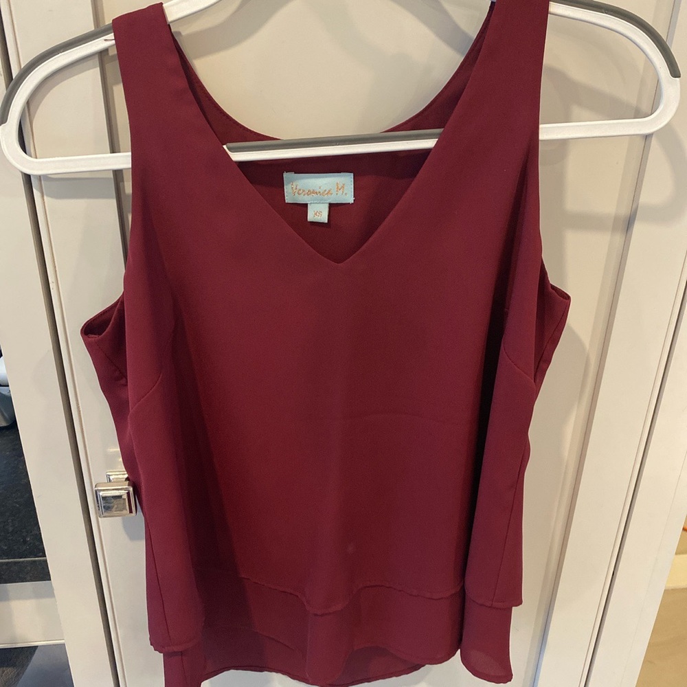 Veronica M Burgundy Sleeveless Blouse